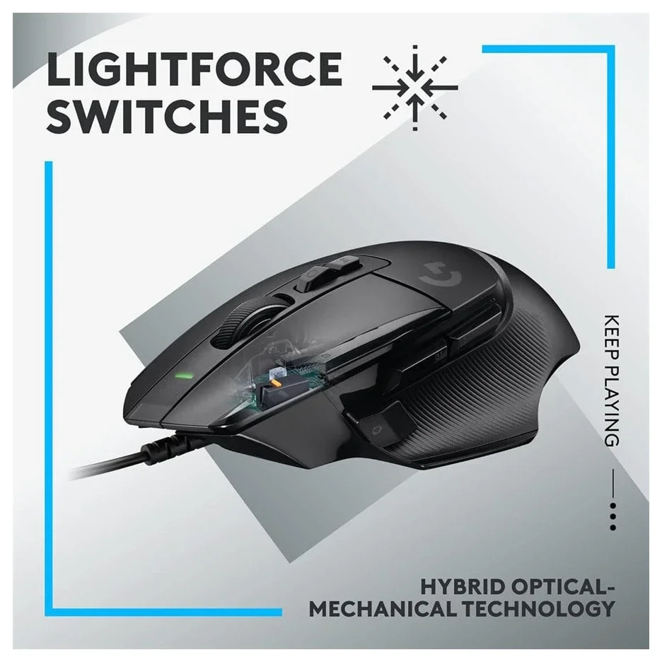 Logitech G502 X Gaming Mouse Wired | HERO 25K Sensor, LIGHTFORCE Switches, Dual-Mode Scroll Wheel, 89 Grams, Black 910-006142