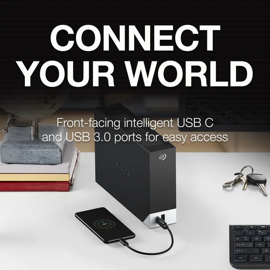 Seagate One Touch Hub 10TB Desktop External Drive with Built-In Hub (Black) STLC10000400