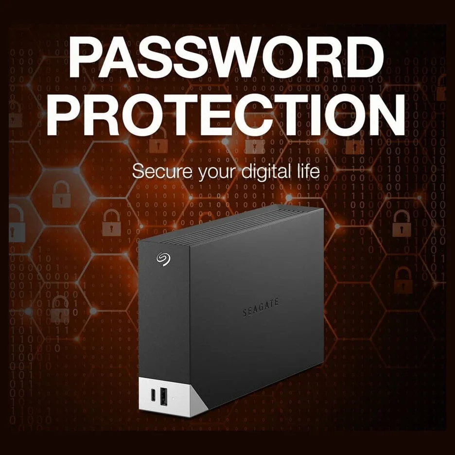 Seagate One Touch Hub | 4TB, USB-C and USB 3.0, Password Protection, STLC4000400