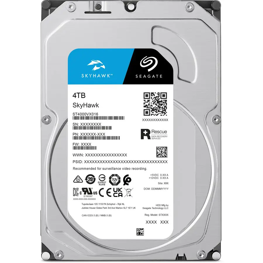 Seagate SkyHawk Surveillance Hard Drive | 4TB, Sata III, 3.5", CMR, 256MB Cache, RV Sensors, ST4000VX016
