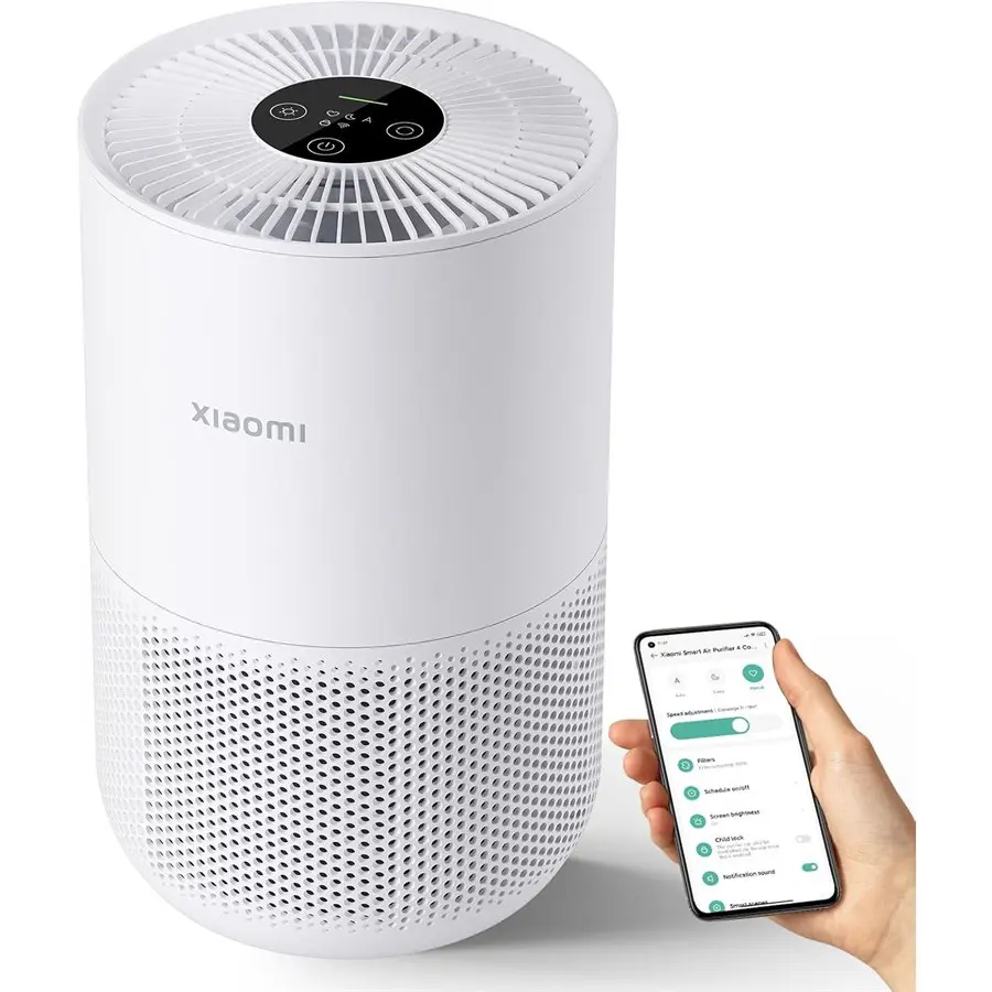 Xiaomi Mi Air Purifier 4 Compact | Air Purifier, True HEPA H13 3-Stage Filter, Removes 99.97% Pollutants To 0.3 Microns, Smart Home Integration, Whisper Quiet, 0.9KW/day, OLED Touch Display