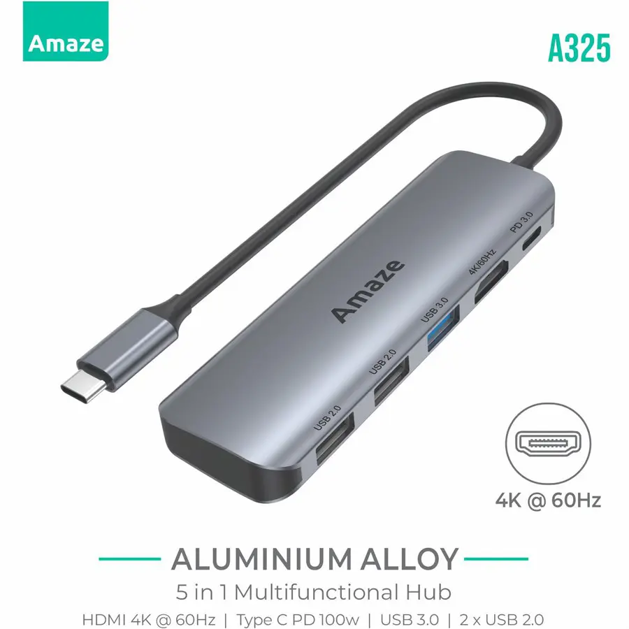Amaze 5 in 1 Type C Multifunction Hub 4k @60hz | A325