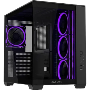 Asus A32 Plus TG ARGB Case Midtower ATX | Tempered Glass, 4 ARGB Fans, 360mm Radiator Support, USB 3.2 Gen 2 Type-C, 420mm GPU, Black