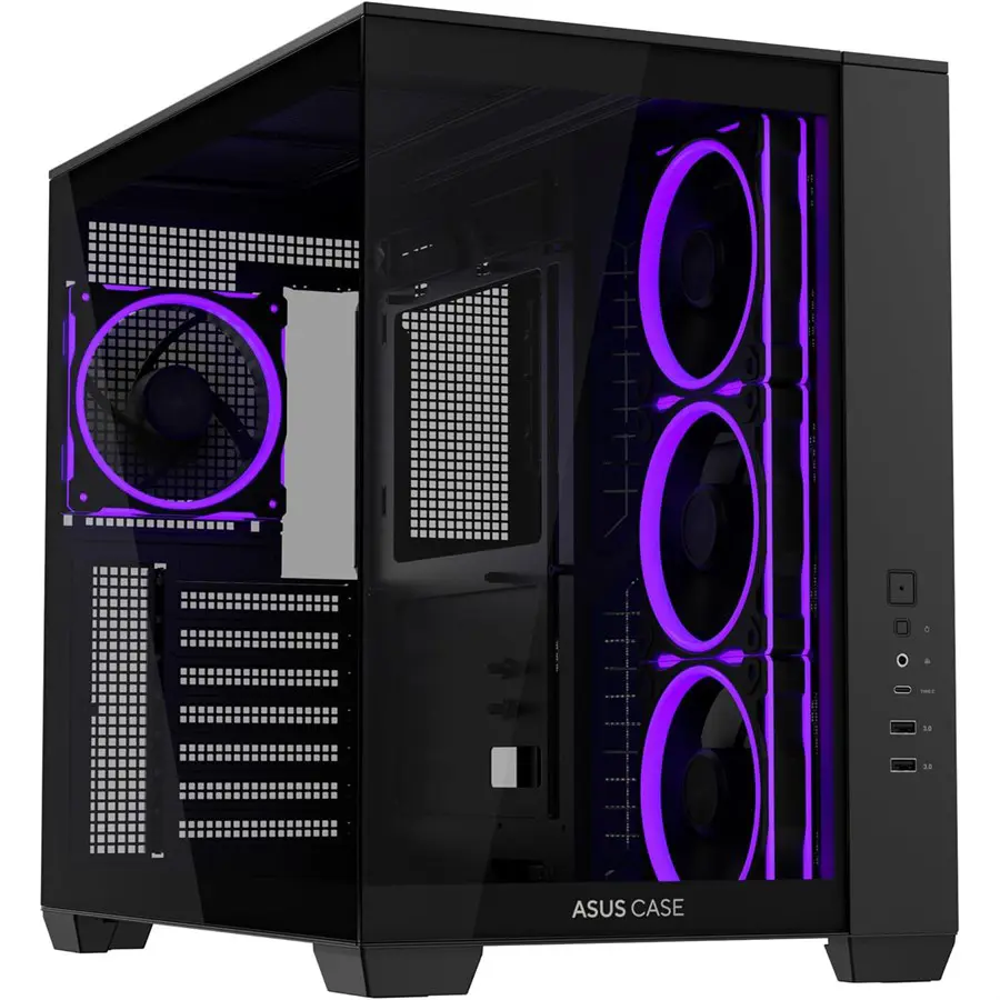 Asus A32 Plus TG ARGB Case Midtower ATX | Tempered Glass, 4 ARGB Fans, 360mm Radiator Support, USB 3.2 Gen 2 Type-C, 420mm GPU, Black