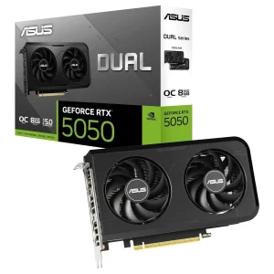 ASUS Dual GeForce RTX 5050 Graphics Card | 8GB GDDR6 PCI Express 5.0, OC 2677MHz, HDMI 2.1b DisplayPort 2.1b, 2 Slot, DUAL-RTX5050-O8G