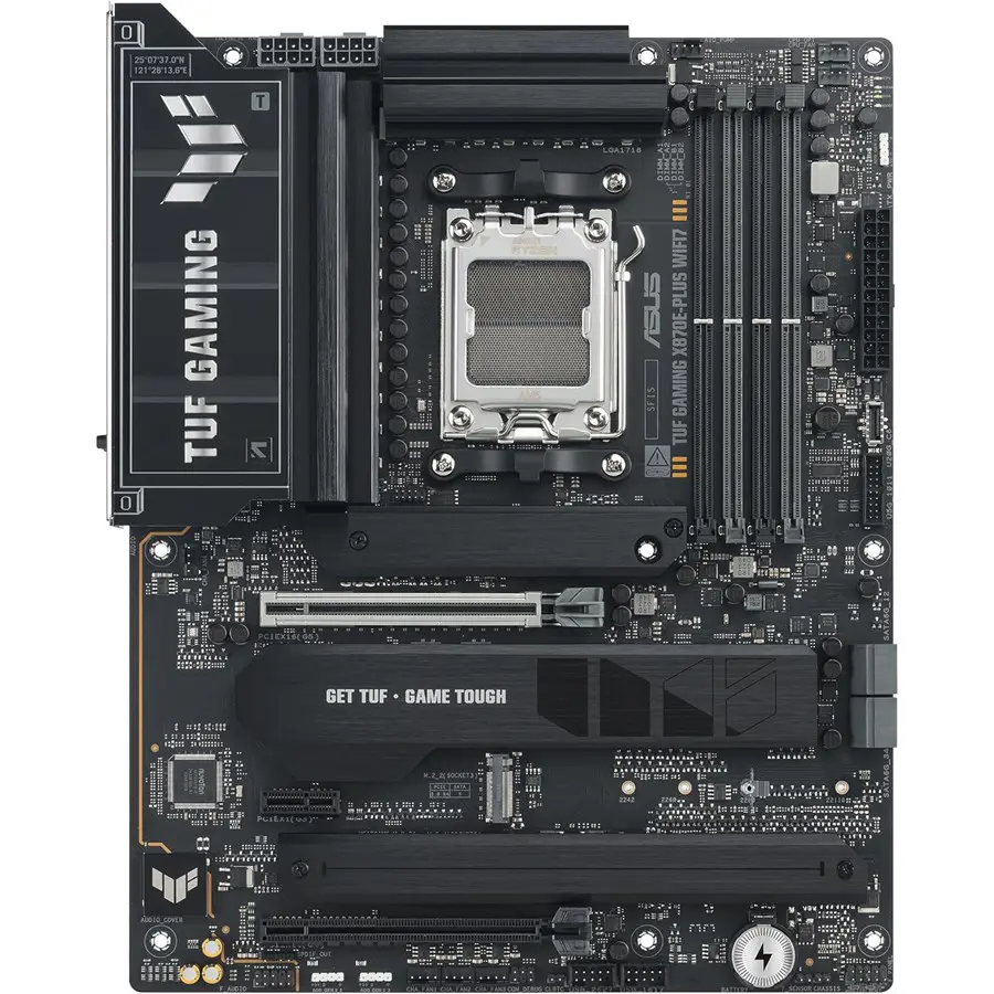 ASUS TUF GAMING X870E-PLUS WIFI7 AMD AM5 Motherboard | 16+2+1 80A Power Stages, DDR5 Up To 8000MT/s, PCIe5.0, USB4 40Gbps Type-C, Wi-Fi 7 Q-Antenna, Aura Sync