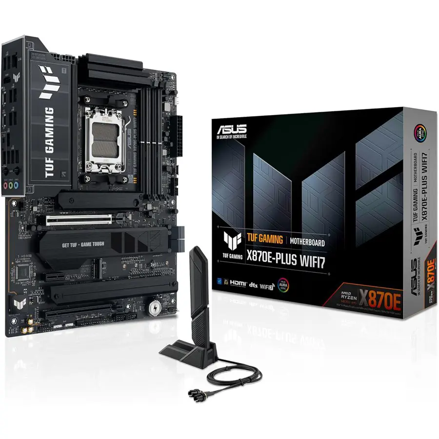 ASUS TUF GAMING X870E-PLUS WIFI7 AMD AM5 Motherboard | 16+2+1 80A Power Stages, DDR5 Up To 8000MT/s, PCIe5.0, USB4 40Gbps Type-C, Wi-Fi 7 Q-Antenna, Aura Sync - Image 3