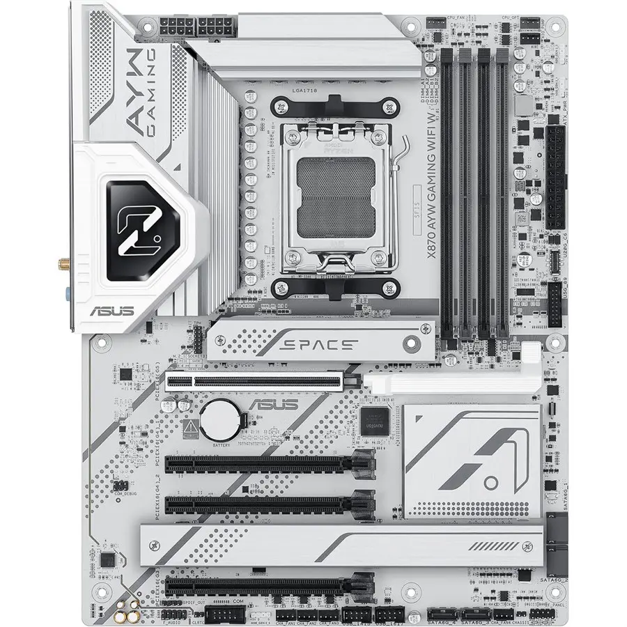 Asus X870 AYW Gaming WiFi W Motherboard | AMD X870 Chipset, AM5 Socket, ATX, DDR5, 12+2+1 80A DrMOS Power Design, Advanced AI PC-Ready, Wi-Fi