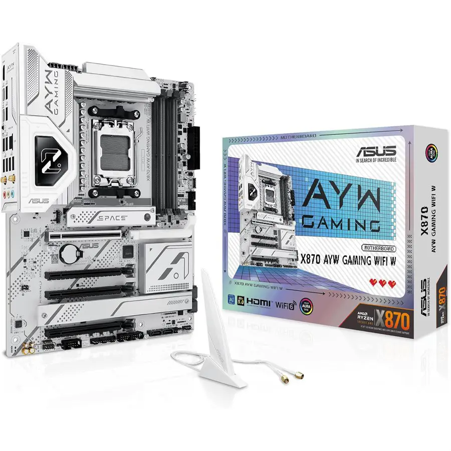 Asus X870 AYW Gaming WiFi W Motherboard | AMD X870 Chipset, AM5 Socket, ATX, DDR5, 12+2+1 80A DrMOS Power Design, Advanced AI PC-Ready, Wi-Fi - Image 3