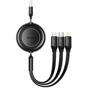 Baseus Bright Mirror 2 Series Retractable 3-in-1 Fast Charging Data Cable | USB 3-in-1 Cable for micro USB / USB-C / Lightning
