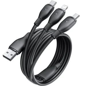 Baseus Ultra-Fast One-for Three Fast Charging Cable USB-A to M+L+C 3.5A 1.3m Cosmic Black | P10376303121-00