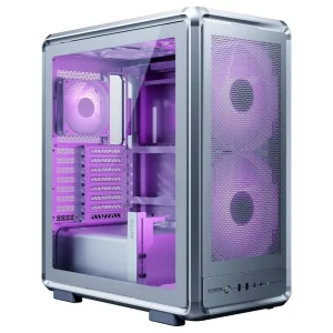 Cooler Master MasterFrame 500 Mesh ARGB Mid Tower Case | Open-Frame Mesh Design, 2x200mm ARGB and 1x120mm ARGB Fans, USB-C Gen 2x2, Silver