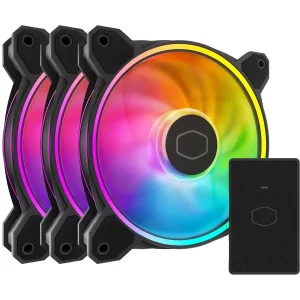 Cooler Master MF120 Halo² Black 3-in-1 PC Case Fan | 120mm, Dual-Loop aRGB Rings, Dynamic PWM Up To 2050RPM, Air Balance Blades, Hybrid Frame