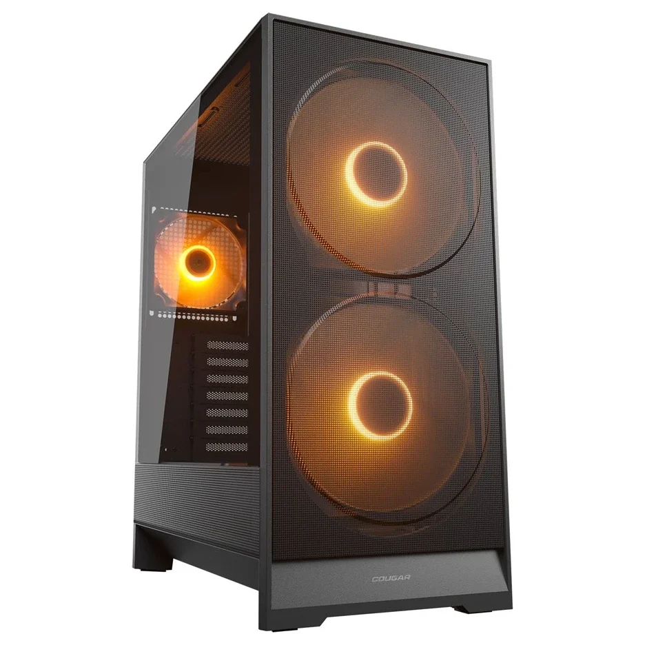 Cougar AIRFACE 180 Mid Tower Case | Dual 180mm ARGB Front Fans, 120mm Rear Fan, Up To 8 Fans, 340mm GPU Clearance, USB 3.2 Gen 2 Type-C, Black
