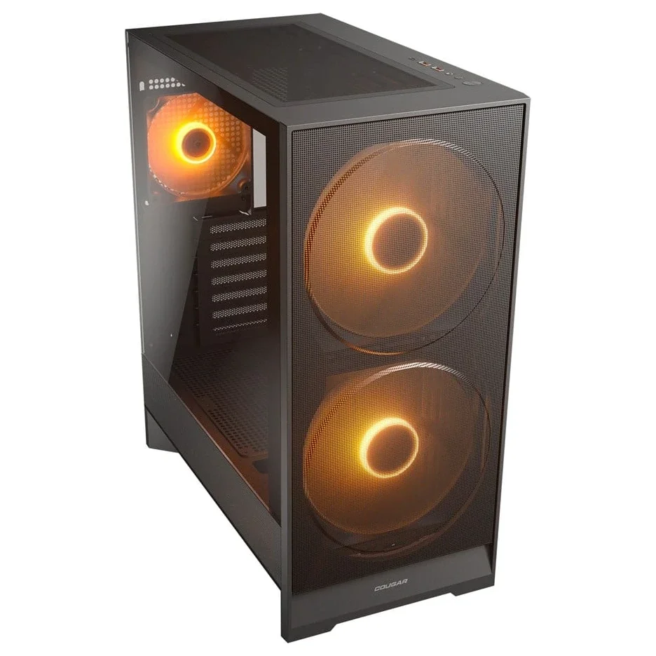 Cougar AIRFACE 180 Mid Tower Case | Dual 180mm ARGB Front Fans, 120mm Rear Fan, Up To 8 Fans, 340mm GPU Clearance, USB 3.2 Gen 2 Type-C, Black - Image 5