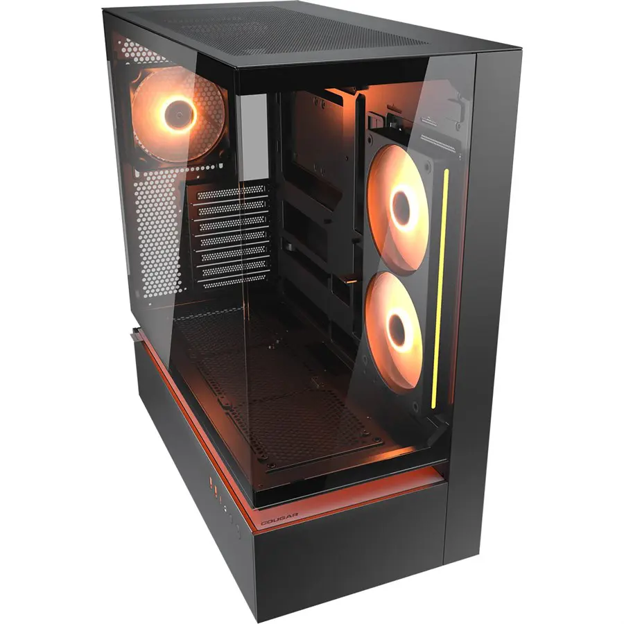 Cougar CFV235 PC Case | Central Floating Ventilation, Aurora RGB Lighting, Unity 240 ARGB Fans, Supports Up To 430mm GPU, Glass Front Panel, Black - Image 4