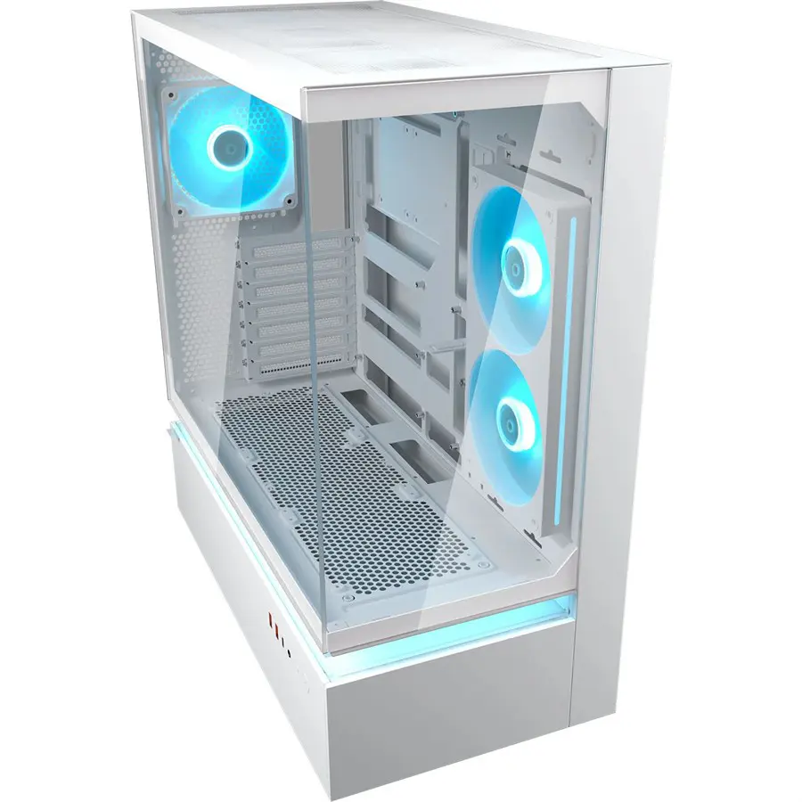 Cougar CFV235 PC Case | Central Floating Ventilation, Aurora RGB Lighting, Unity 240 ARGB Fans, Supports Up To 430mm GPU, Glass Front Panel, White - Image 4