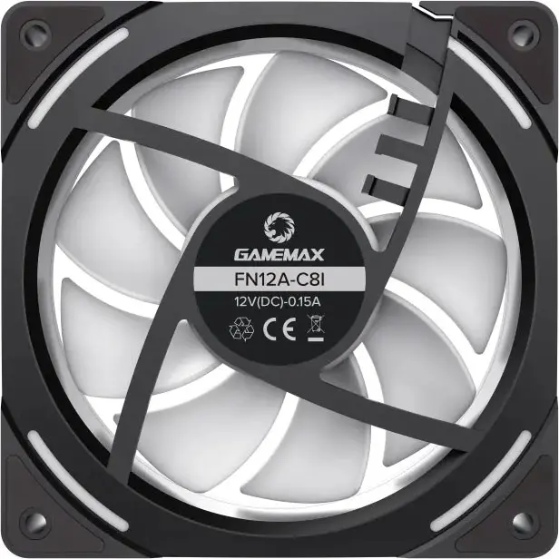 GameMax FN12A-C8I 120mm ARGB PC Case Fan Black Infinity Mirror Center 5V 3pin Aura Sync 800-1600 RPM 4pin PWM High-Performance Quiet Cooling - Image 4