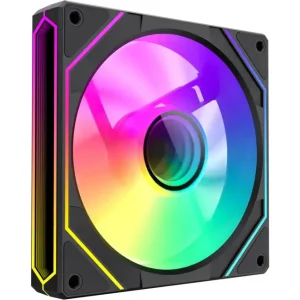 GameMax FN12A-S8I-R ARGB Fan | 120mm, Intelligent Speed Control, Inner and Outer Light, Shockproof Design, Reverse Blade, Black