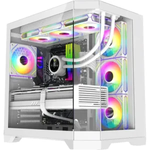 GameMax Hype-A WH Mid-Tower ATX Computer Case | 4xPWM ARGB Fans, Support 4090 GPU, Up To 360mm AIO, White