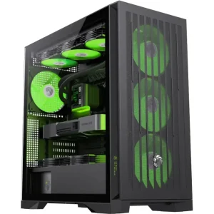 GameMax Leader 2 BK ARGB Mid-Tower eATX Gaming Case | 4x ARGB Fans, Up To 420mm Radiator Support, Supports BTF Motherboards, Black