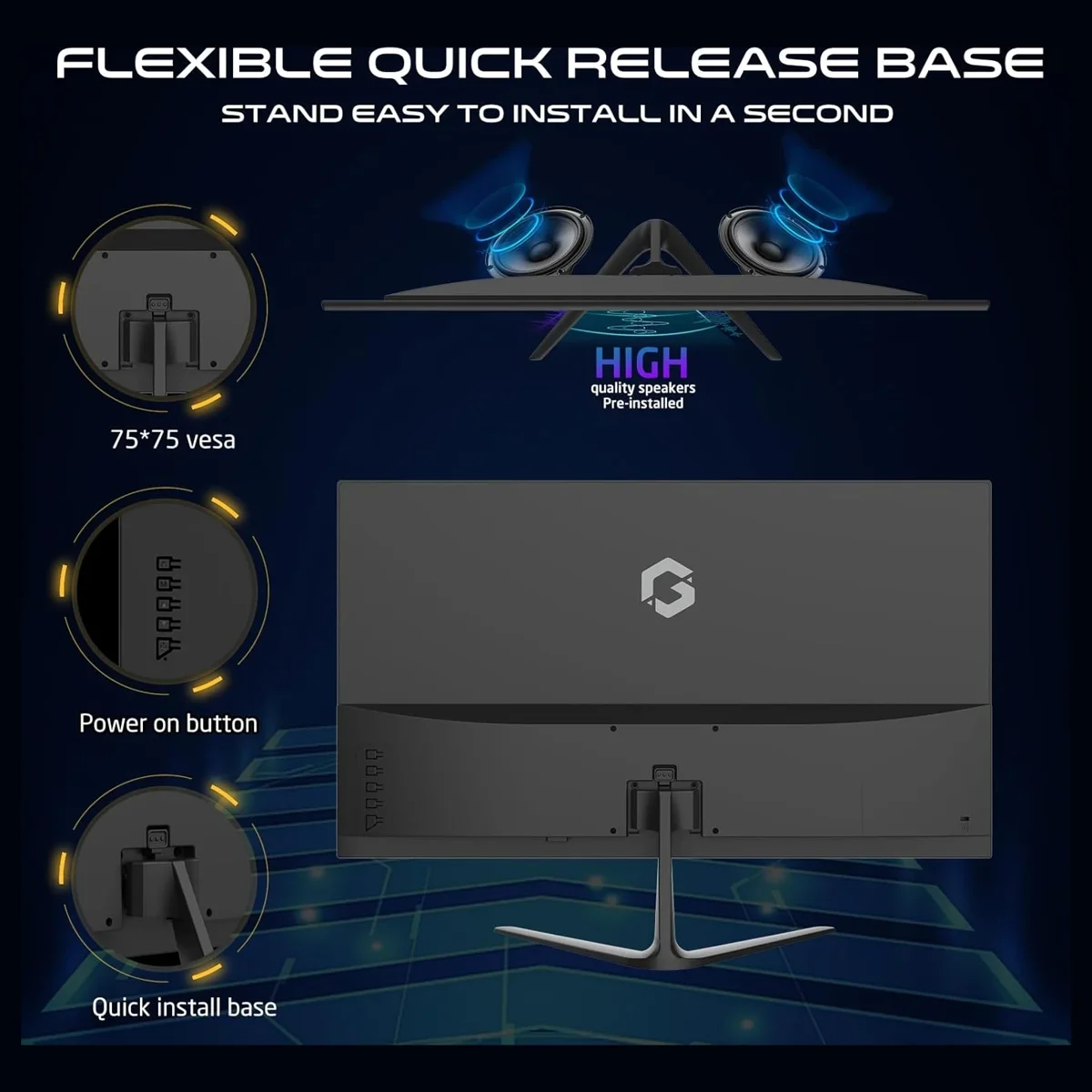 GAMEON GOES22FHD120IPS Monitor | 22-Inch Full HD 1920x1080 120Hz 0.5ms IPS HDMI 2.1 FreeSync NVIDIA G-Sync Compatible PS5 Supported HDR, Black - Image 3