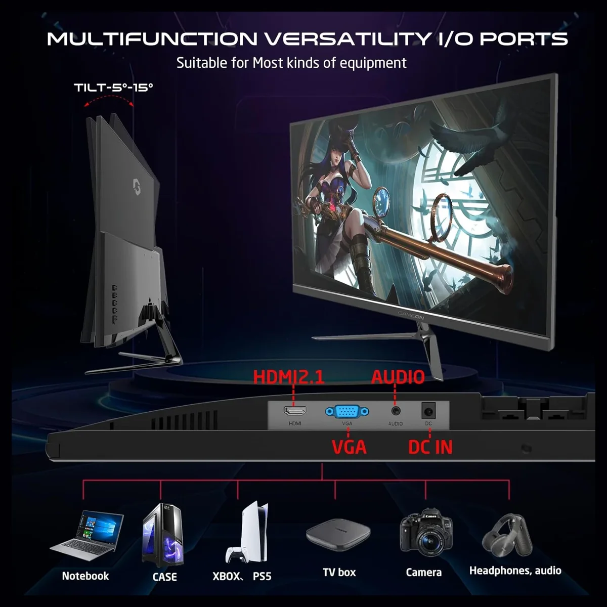 GAMEON GOES22FHD120IPS Monitor | 22-Inch Full HD 1920x1080 120Hz 0.5ms IPS HDMI 2.1 FreeSync NVIDIA G-Sync Compatible PS5 Supported HDR, Black - Image 6