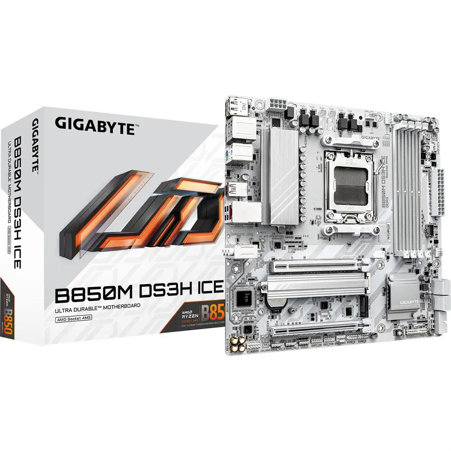 Gigabyte B850M DS3H ICE Motherboard | AMD Socket AM5, X3D Turbo Mode, Digital 8+2+2 VRM, Dual Channel DDR5, 2xM.2 Including PCIe 5.0, 2.5GbE LAN - Image 3