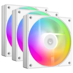 ID-Cooling AS-120-W ARGB TRIO Case Fan | 120x120x25mm, 4-Pin, ARGB, Hydrodynamic Bearing, White