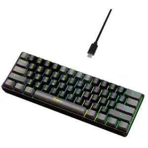 JERTECH JK540 Wired Gaming Mechanical Keyboard | 60% Layout, RGB Backlighting, Mechanical Switches, 61 Keys, Grey Black