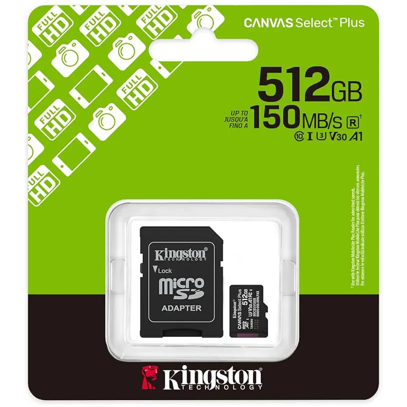 Kingston Canvas Select Plus MicroSD Memory Card | 512GB, Read Up To 150MB/s, V30 A1 UHS-I, With SD Adapter, SDCS3/512GB - Image 4