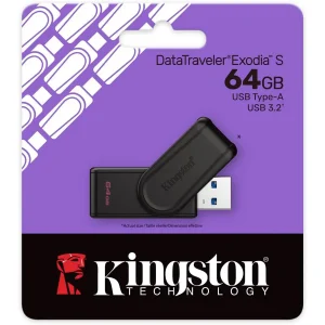 Kingston DataTraveler Exodia S USB Flash Drive DTXS/64GB | 64GB, USB 3.2 Gen 1, Swivel Cap