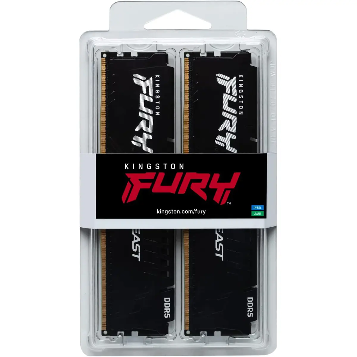 Kingston FURY Beast Black DDR5 Desktop Gaming Memory Kit | 16GB 2x8GB, 6000MT/s, CL40, Intel XMP 3.0, KF560C40BBK2-16