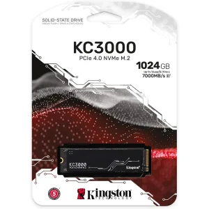 Kingston KC3000 Solid State Drive | 1TB, PCIe 4.0 X4 NVMe, M.2 2280, 7,000MB/s Read, SKC3000S/1024G