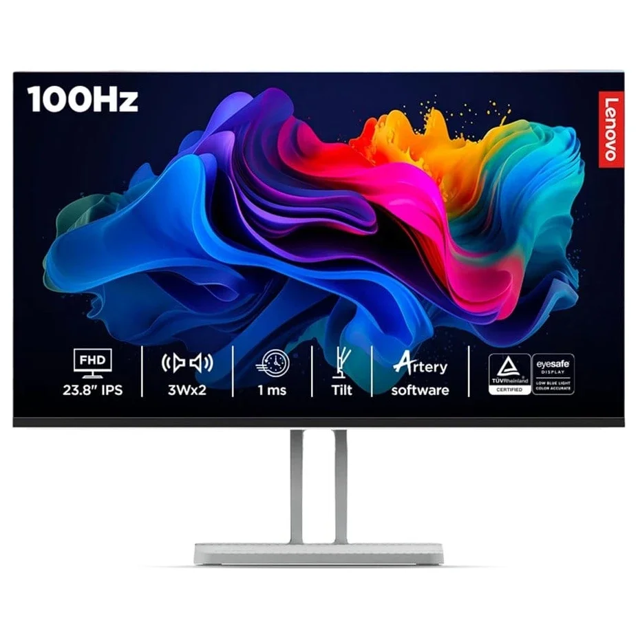 Lenovo L24i-4A Monitor | 23.8-Inch, FHD, 100Hz, 1ms MPRT, IPS, 99% sRGB, Dual 3W Speakers, Eyesafe 2.0