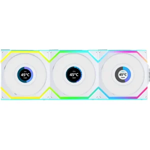 Lian Li 120mm UNI FAN SL Wireless LCD ARGB Case Fan (White | 3-Pack) 12SLLCD1W3W - Free Shipping