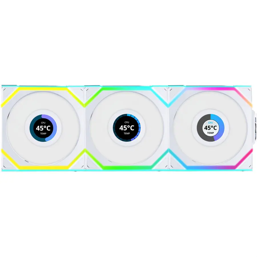 Lian Li 120mm UNI FAN SL Wireless LCD ARGB Case Fan (White | 3-Pack) 12SLLCD1W3W - Free Shipping
