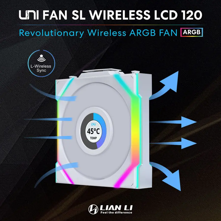 Lian Li 120mm UNI FAN SL Wireless LCD ARGB Case Fan (White | 3-Pack) 12SLLCD1W3W - Free Shipping - Image 3
