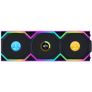 Lian Li UNI FAN SL Wireless LCD 3x120mm Black Case Fan | L-Wireless Sync, Dual Light Zones, Interlocking Design