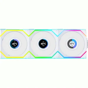 Lian Li UNI FAN SL Wireless LCD 3x120mm White Case Fan | L-Wireless Sync, Dual Light Zones, Interlocking Design