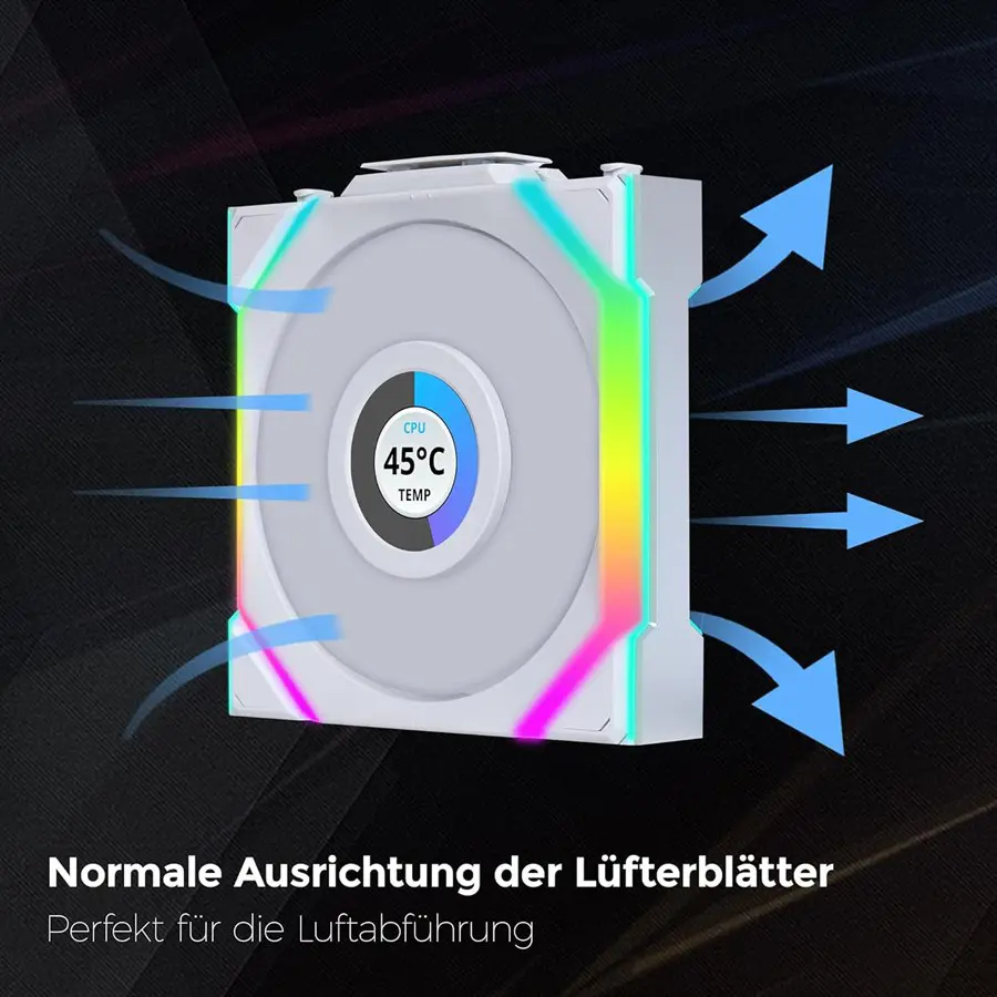 Lian Li UNI FAN SL Wireless LCD 3x120mm White Case Fan | L-Wireless Sync, Dual Light Zones, Interlocking Design - Image 3