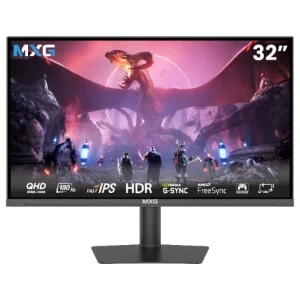 MXG G32IQ-18 Gaming Monitor | 32" QHD 180Hz 1ms IPS, HDR, G-Sync And FreeSync, HDMI 2.0x2 DP 1.4 USB, Height Adjustable Stand