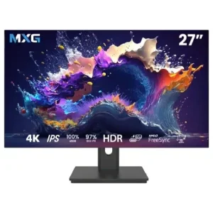 MXG P27IU-4K Monitor | 27" IPS 4K 60Hz, 10-Bit 97% DCI-P3 100% sRGB, USB-C 65W