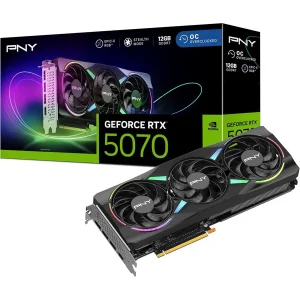 PNY NVIDIA GeForce RTX 5070 Epic-X ARGB OC Graphics Card | 12GB GDDR7, 192-Bit, Boost 2685MHz, PCIe 5.0, HDMI/DP 2.1, SFF-Ready, Model VCG507012TFXXPB1-O