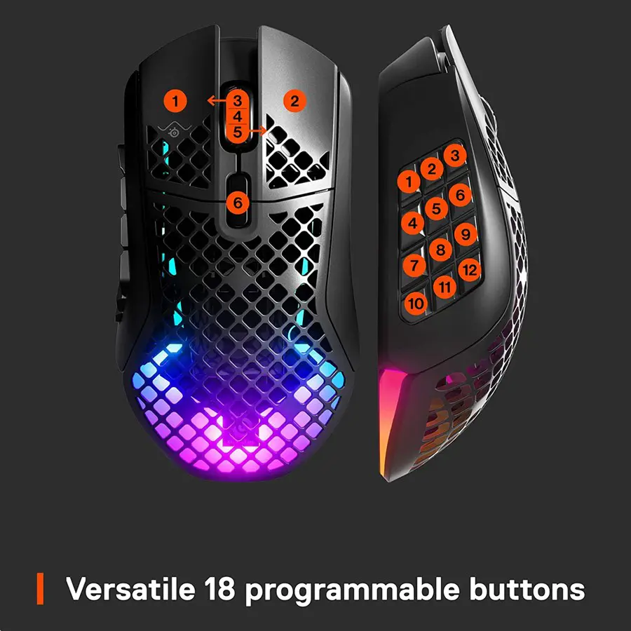 SteelSeries Aerox 9 Wireless Ultra-Lightweight MMO / MOBA Gaming Mouse - 62618 - Image 4