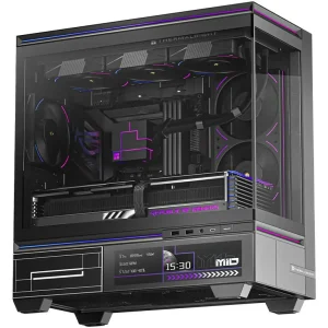 Thermalright TL-M10 Vision Mid-Tower Micro-ATX Gaming Case | Tempered Glass, Up To 360mm Radiator, 9.16in LCD Screen, Black