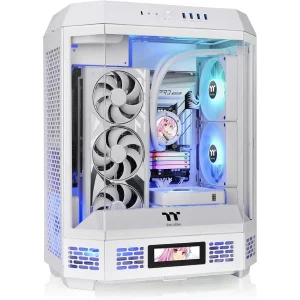 Thermaltake Tower 600 Snow Mid-Tower ATX Case | 3 Tempered Glass Panels, Hidden-Connector Motherboard Support, Rotational PCI-e Slots, White