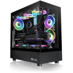 Thermaltake View 270 TG ARGB Mid Tower PC Case | E-ATX, 1x ARGB Fan, 360mm Radiator Support, Tempered Glass Front and Side, Black