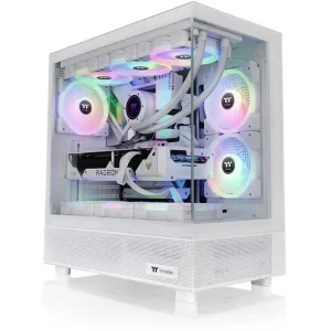 Thermaltake View 270 TG ARGB Snow Mid Tower PC Case | 360mm Radiator Support, Tempered Glass Front and Side, White