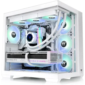 Thermaltake View 380 TG ARGB Snow ATX Case | Dual Chamber, 4x120mm ARGB Fans, Dual Tempered Glass, Hidden-Connector Motherboard Support, White